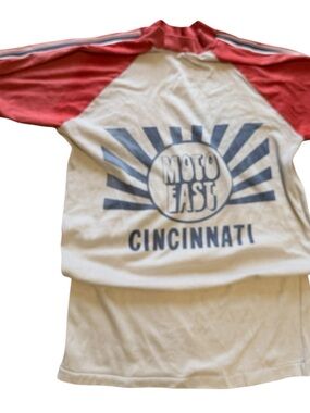 Vintage Moto East Cincinnati Raglan Tee - Red & White
